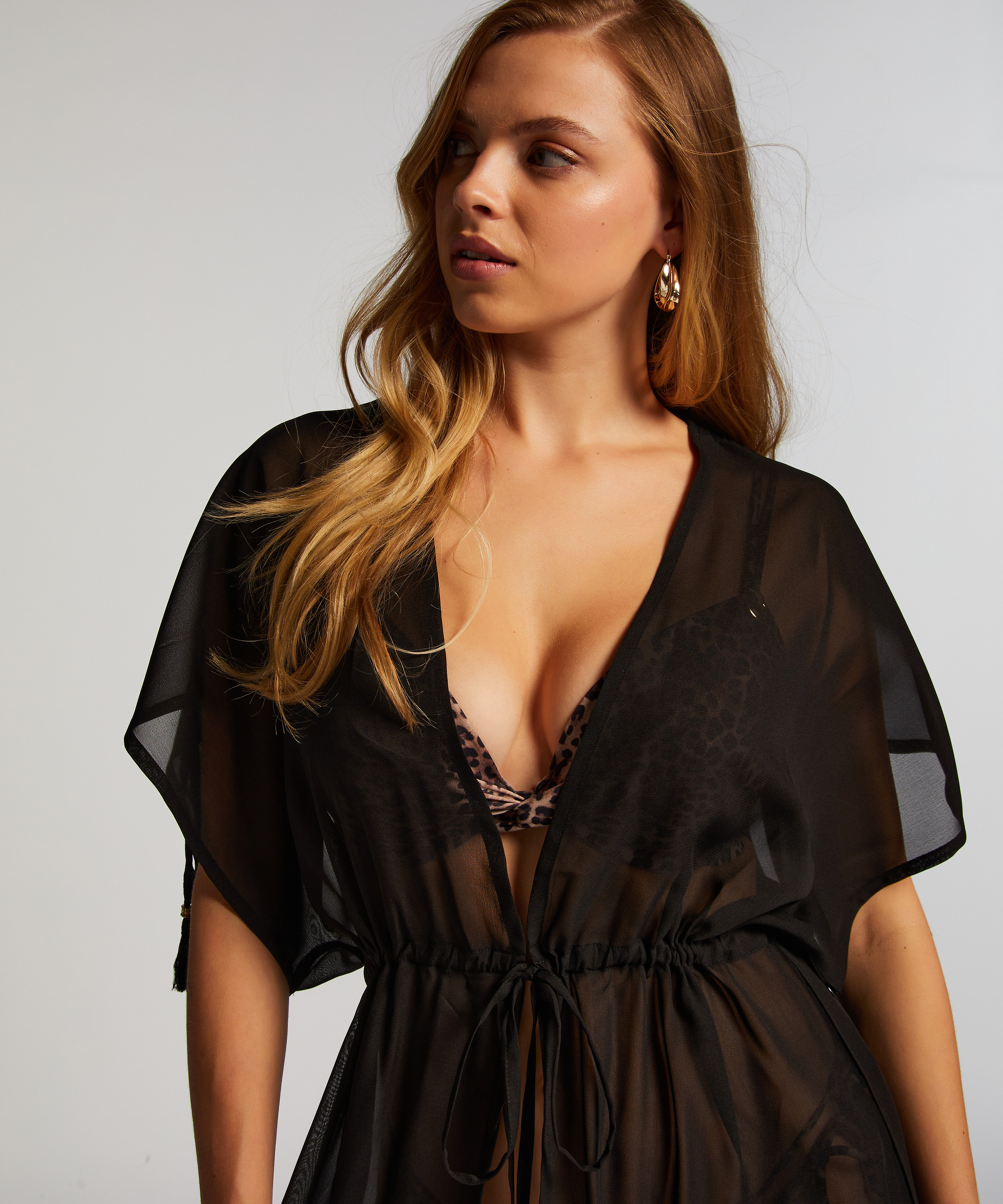 Sheer Kimono, Black, main