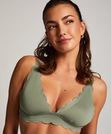 Scallop triangle bikini top, Green