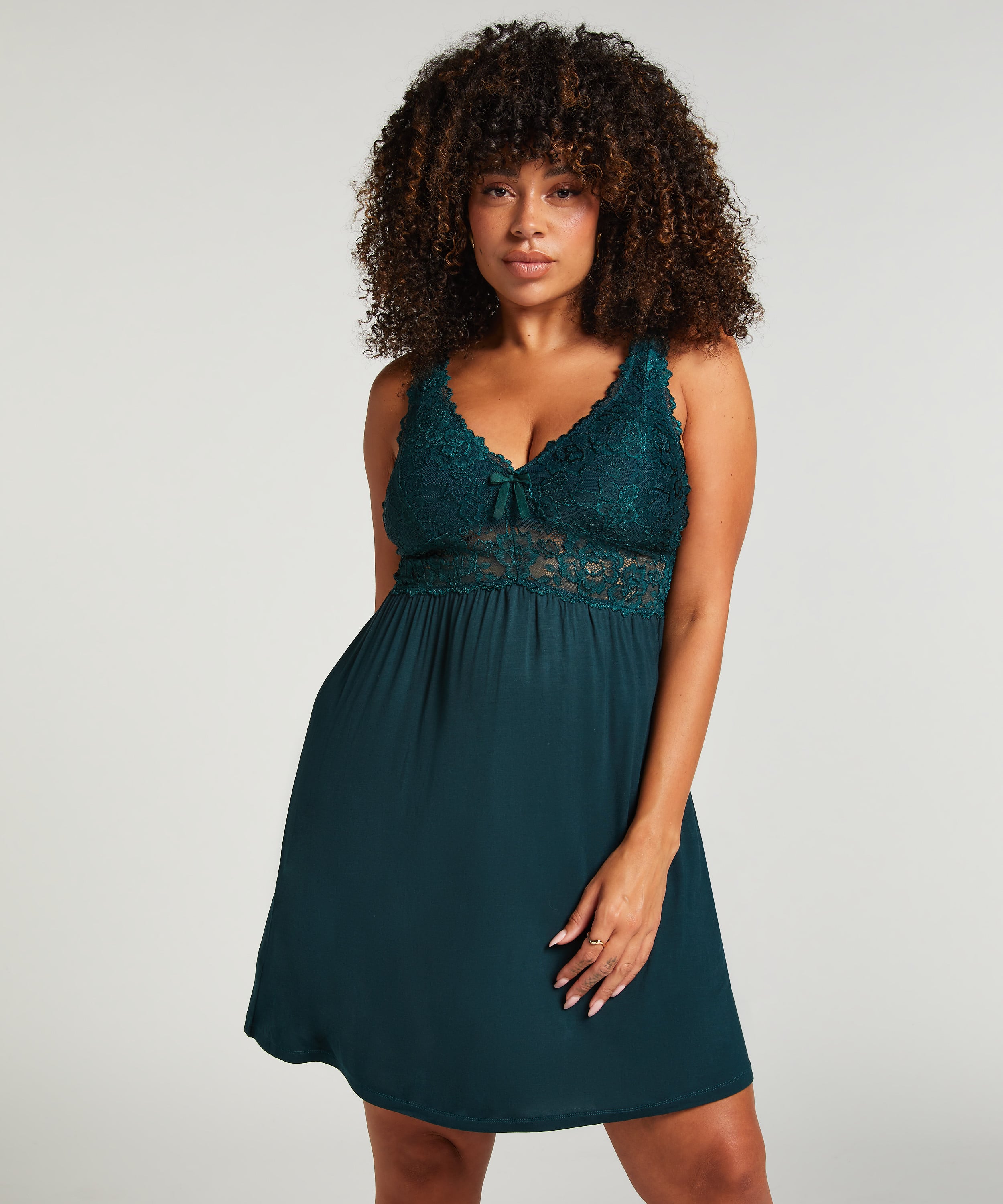 Nora Lace Slip Dress, Green, main