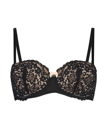 Rose Padded Underwired Strapless Bra, Black