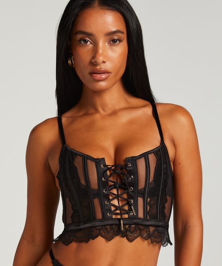 Cierra Non-Padded Underwired Longline Bra, Black