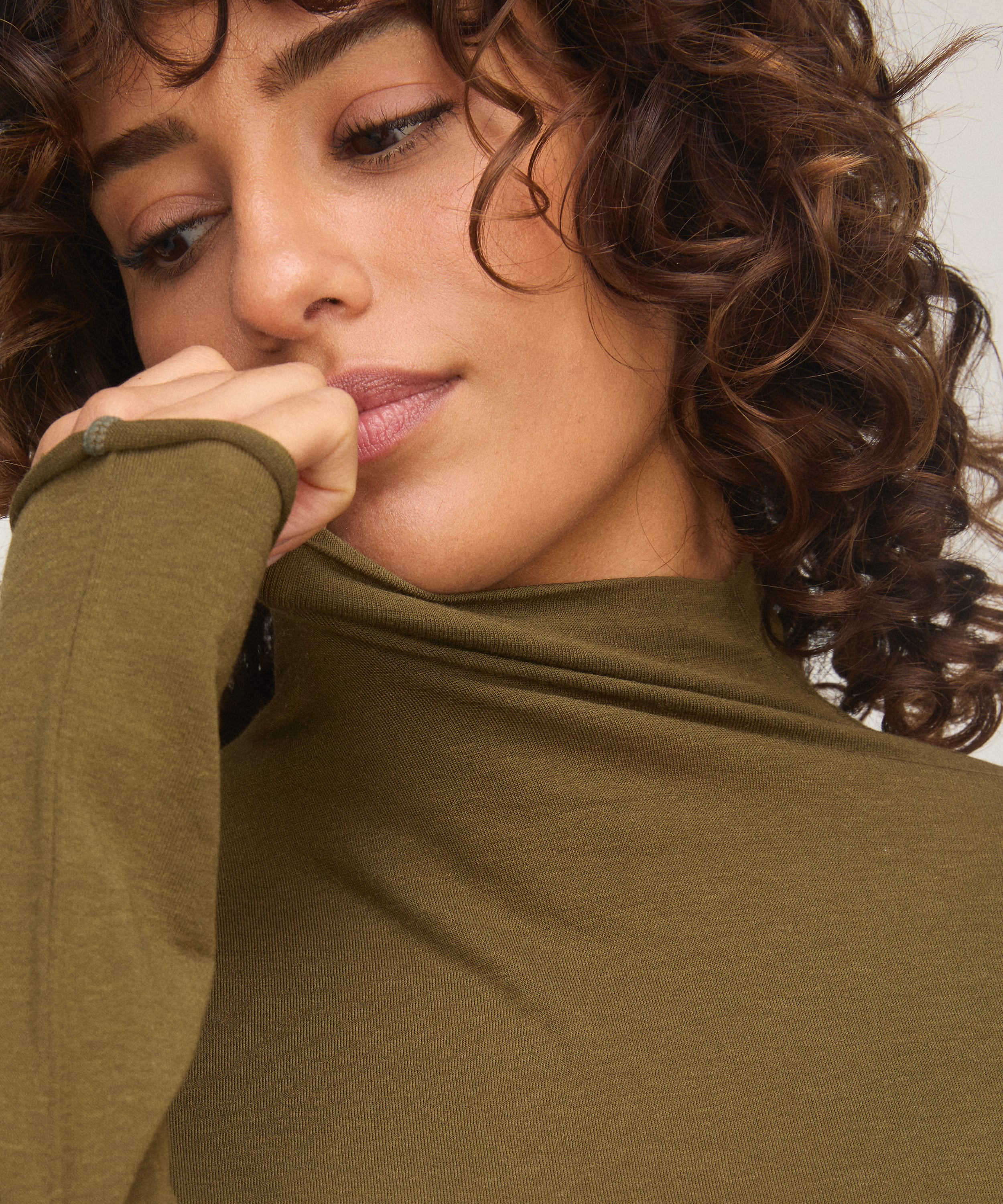 super soft Turtleneck shirt with Cashmere, Green, main