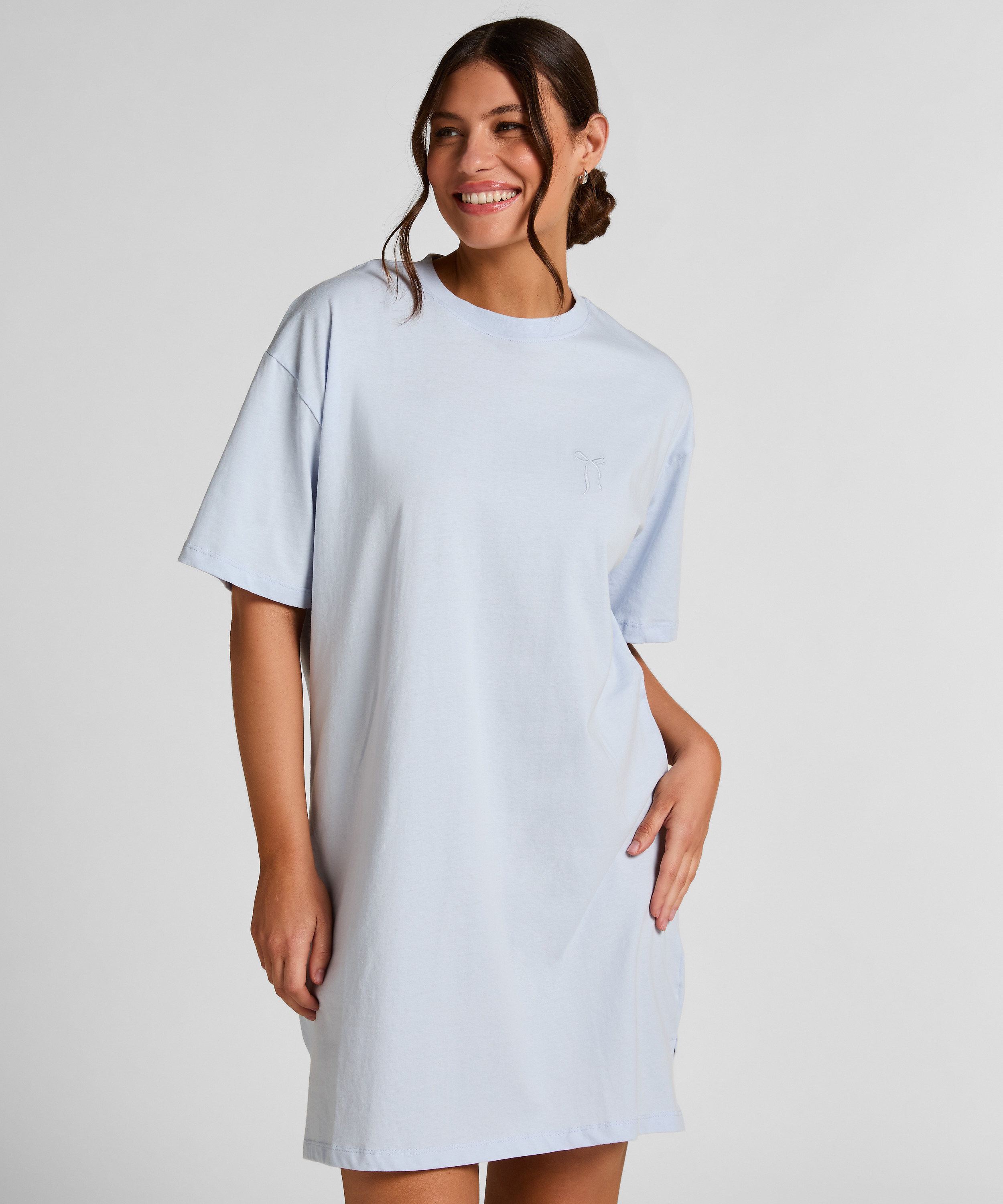 Round Neck Nightshirt, Blue, main