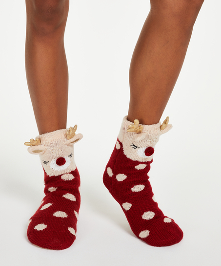 Deer slipper socks, White
