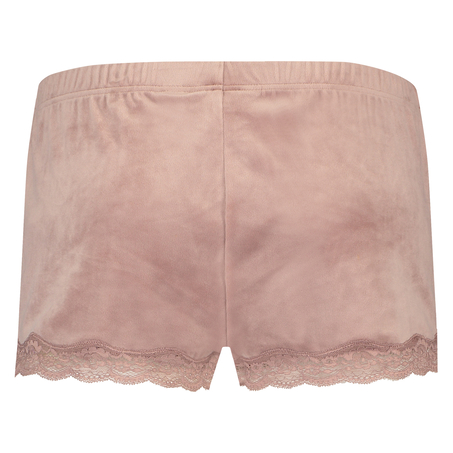 Velvet lace shorts, Pink