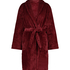 Short Fleece Ribbed Bathrobe, Brown