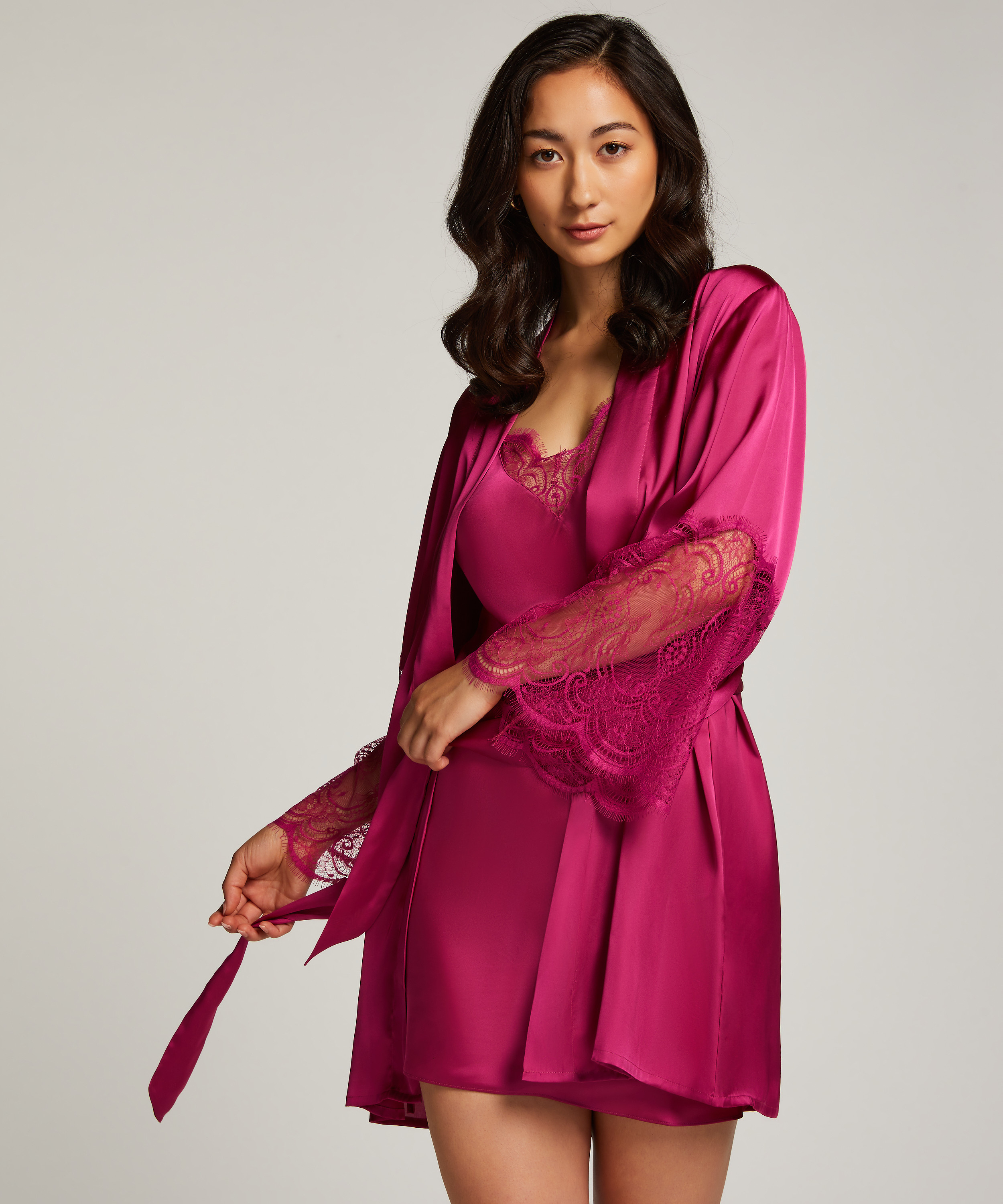 Satin Kimono, Pink, main