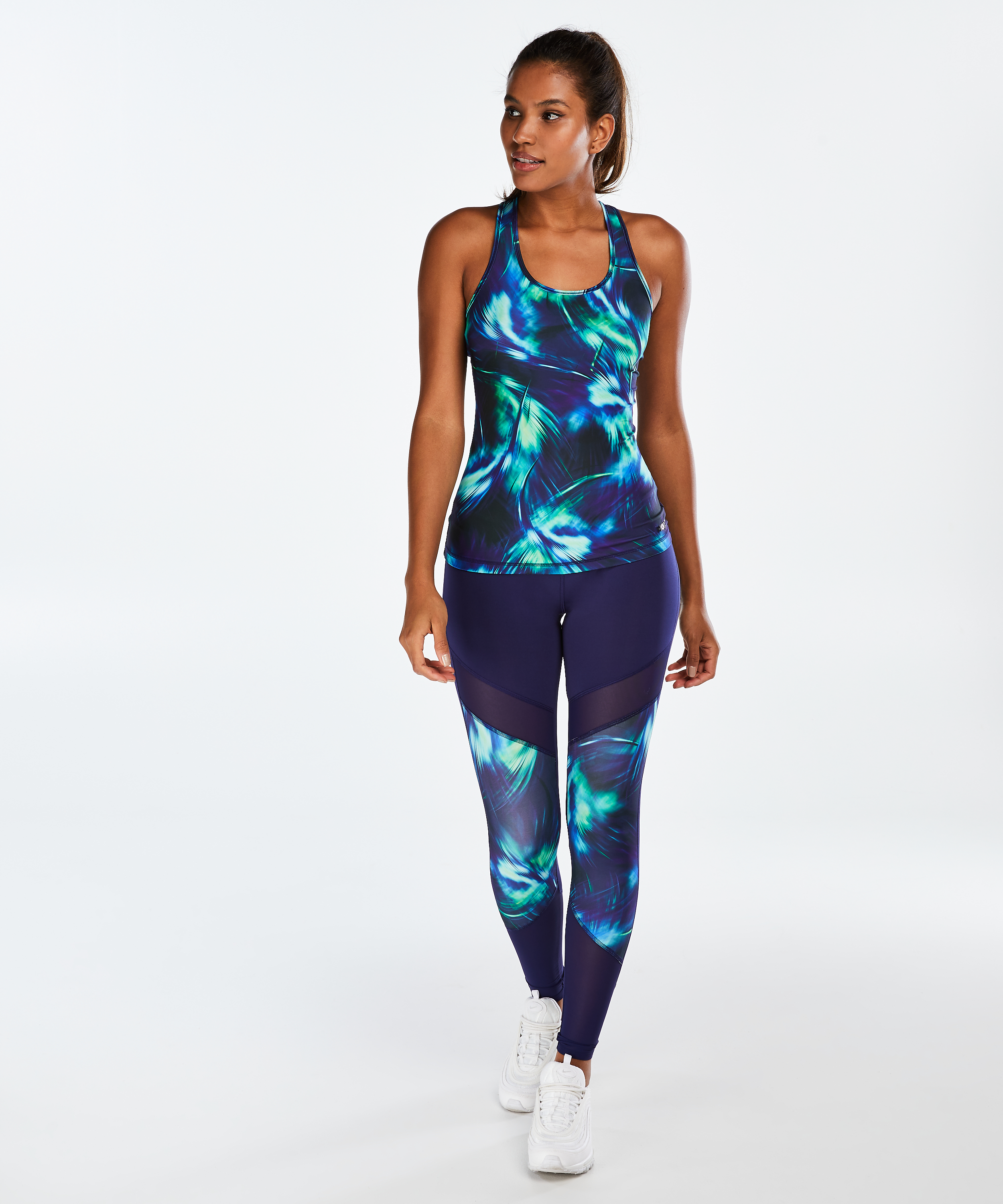 HKMX High waisted sport legging print level 2, Blue, main