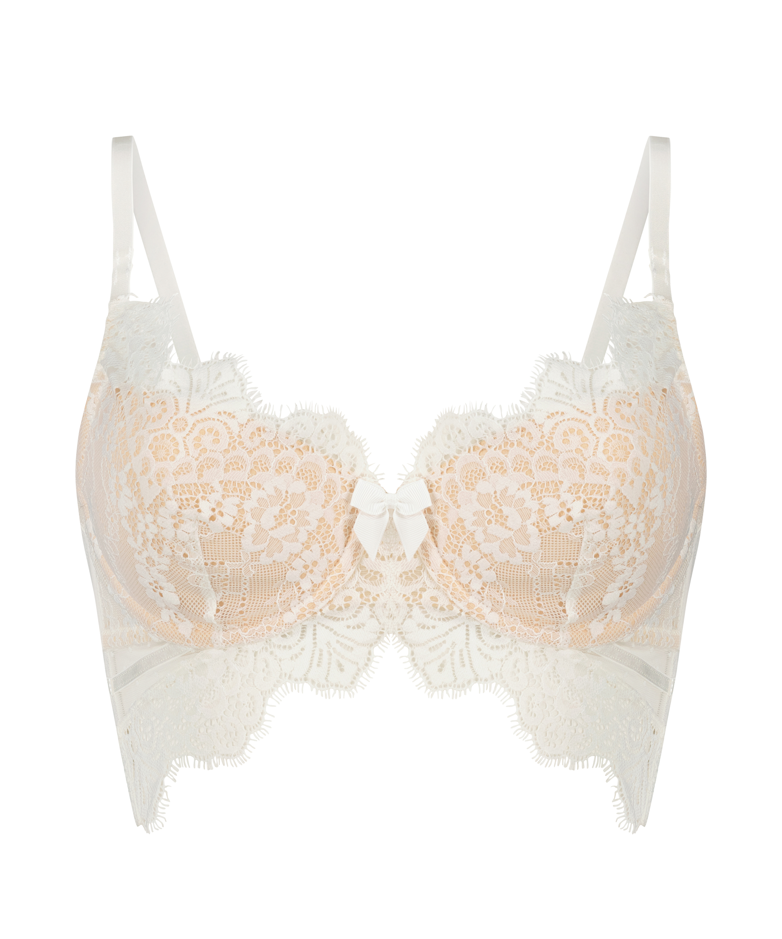 Marilee Padded Underwired Longline Bra, White, main