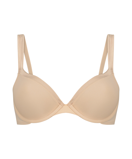 Padded Underwired Bra Satin Fleece, Beige