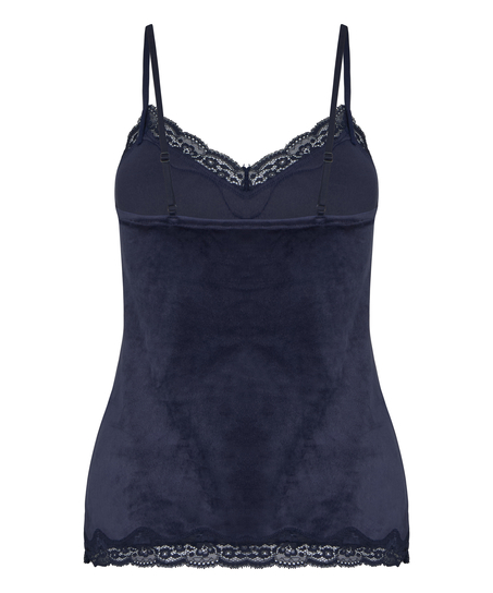 Velours Lace Cami Top, Blue