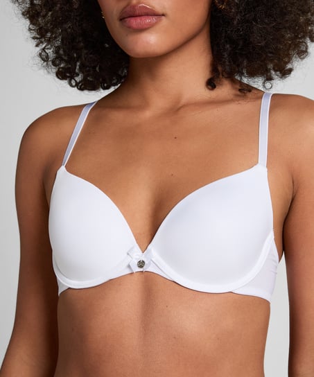 Plunge Padded Underwired Bra, White