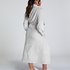 Long Fleece Bathrobe, Gray