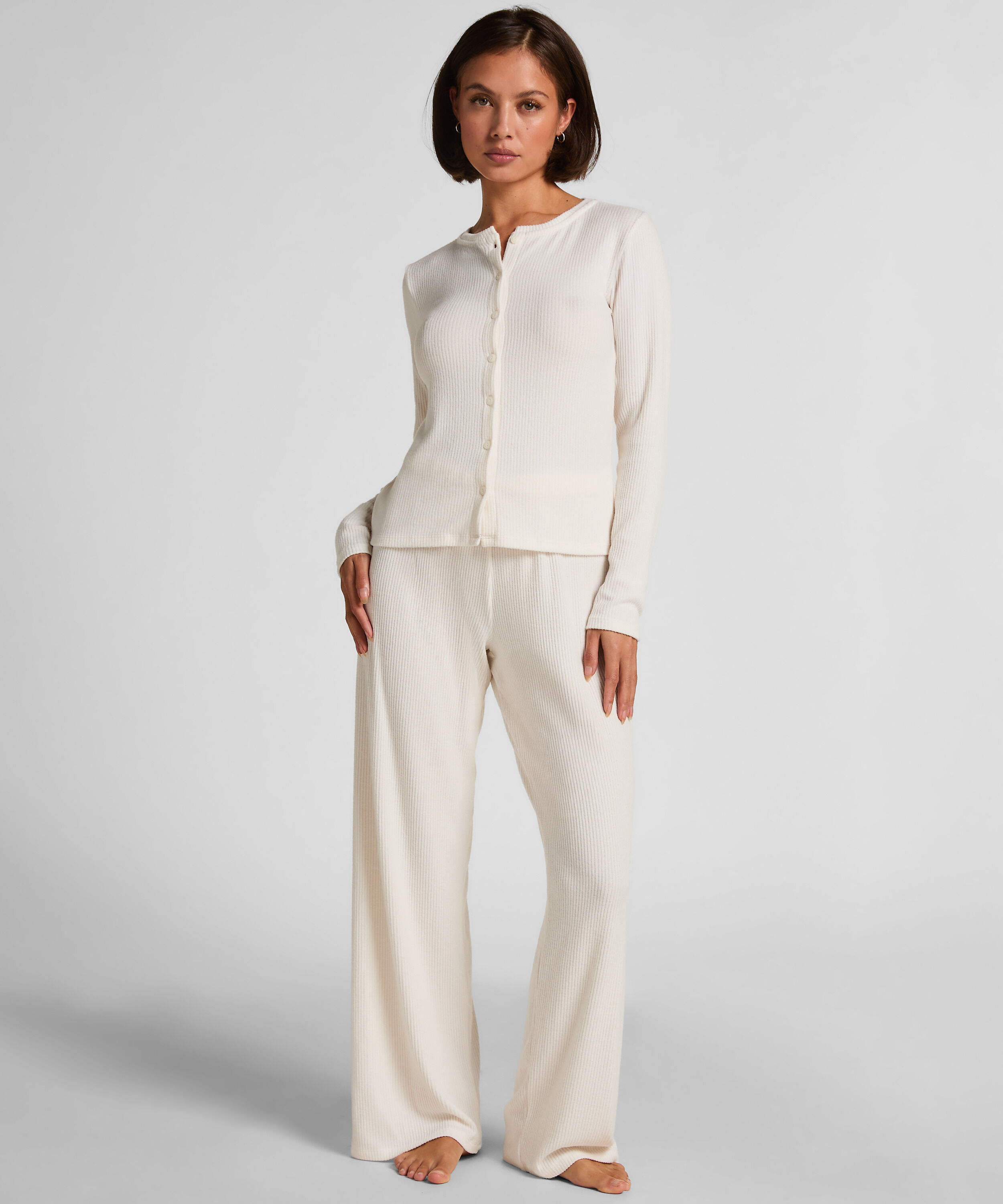 Cardigan Ribbed Jersey, White