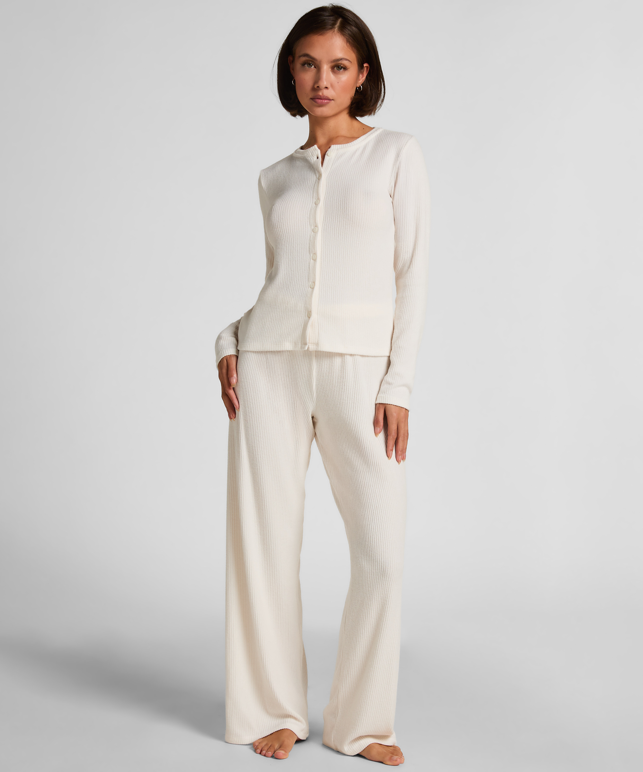 Cardigan Ribbed Jersey, White, main