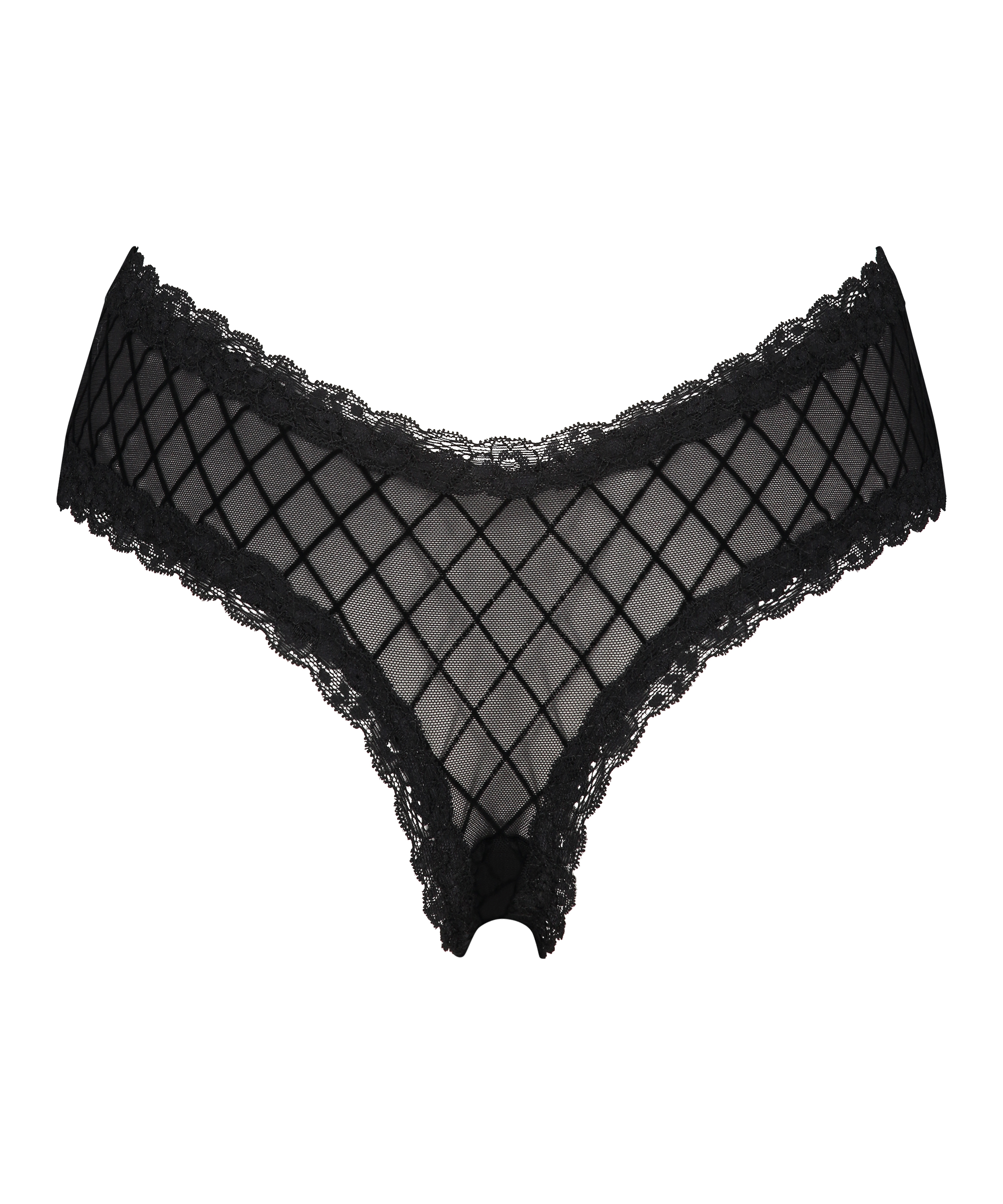 V-shaped Brazilian knickers mesh, Black, main