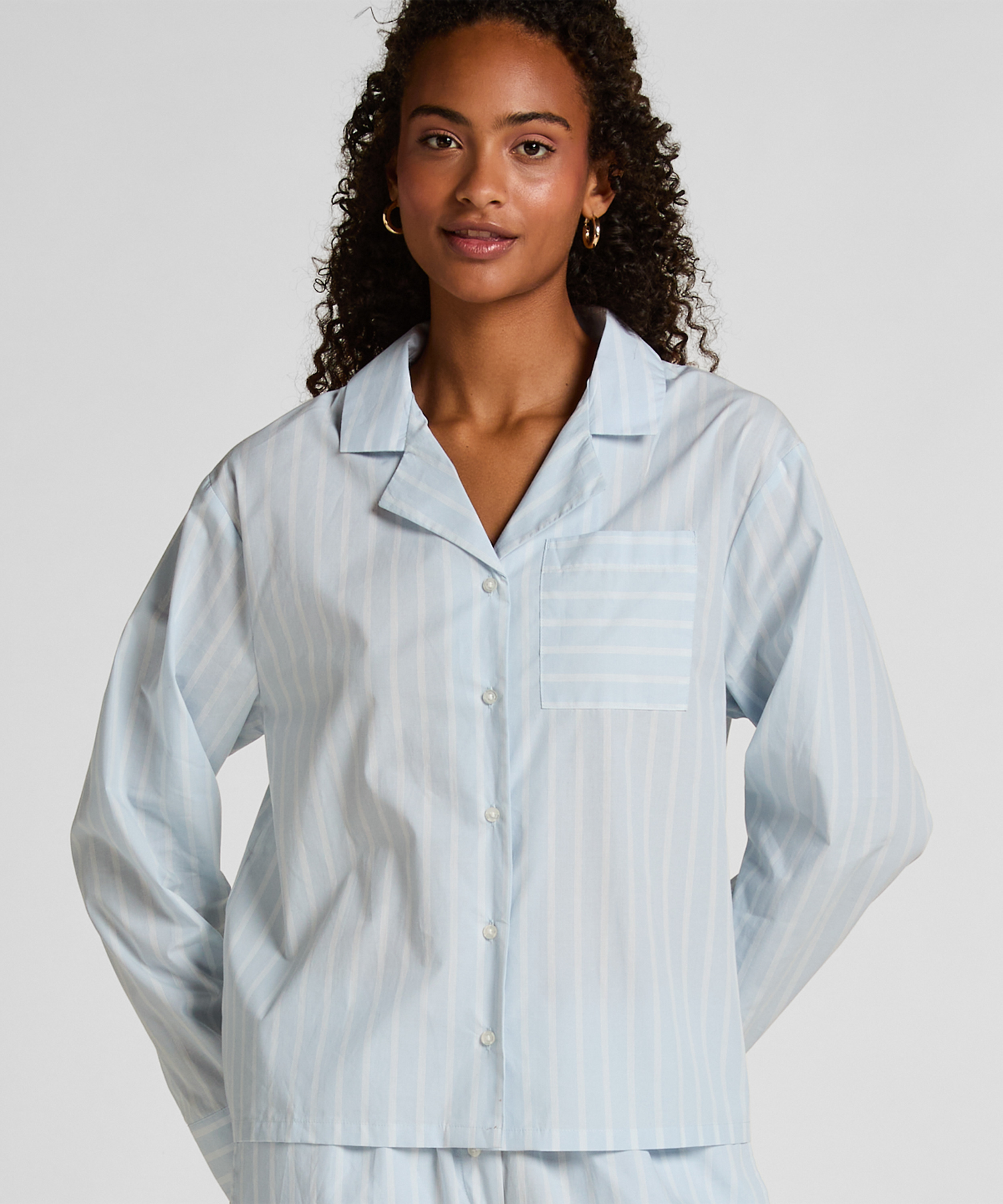 Jacket Woven Cotton Stripe, Blue, main