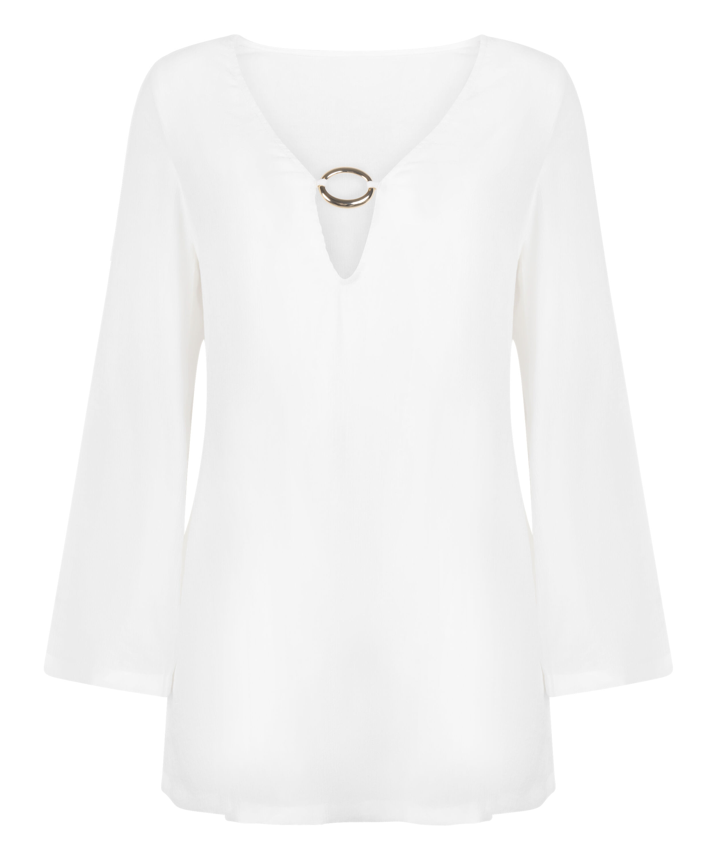 Beach Long-Sleeved Ring Dress, White