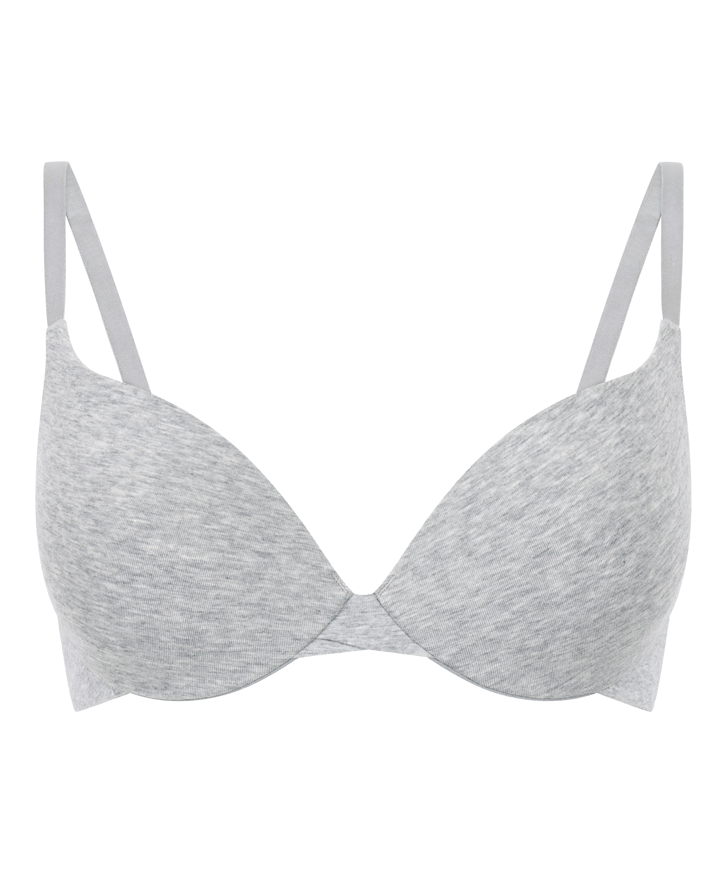 Cotton Padded Underwired Push-Up Bra, Gray, main