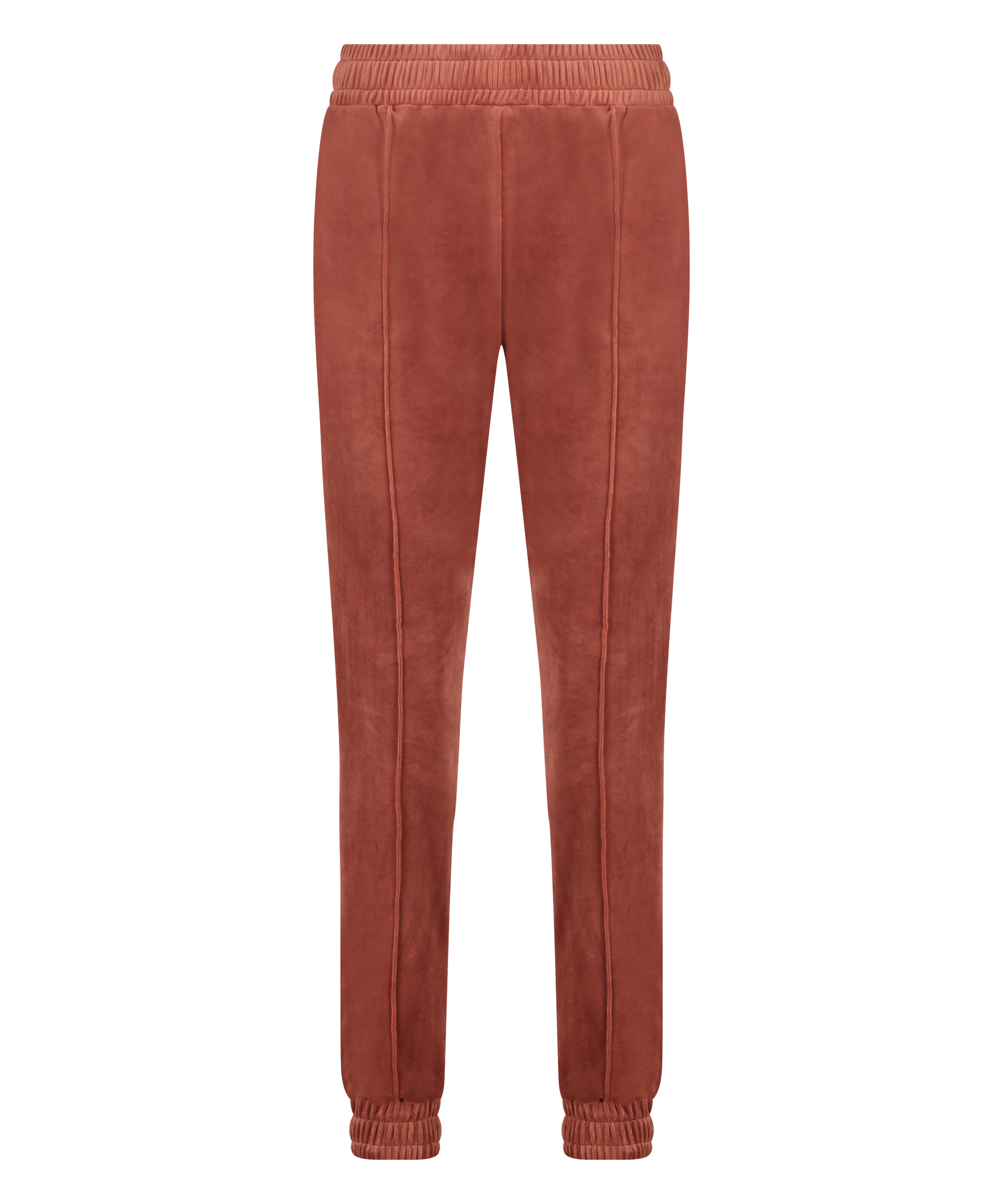 Velour Jogging Pants Pin-tucked, Brown, main