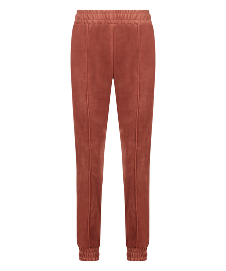 Velour Jogging Pants Pin-tucked, Brown