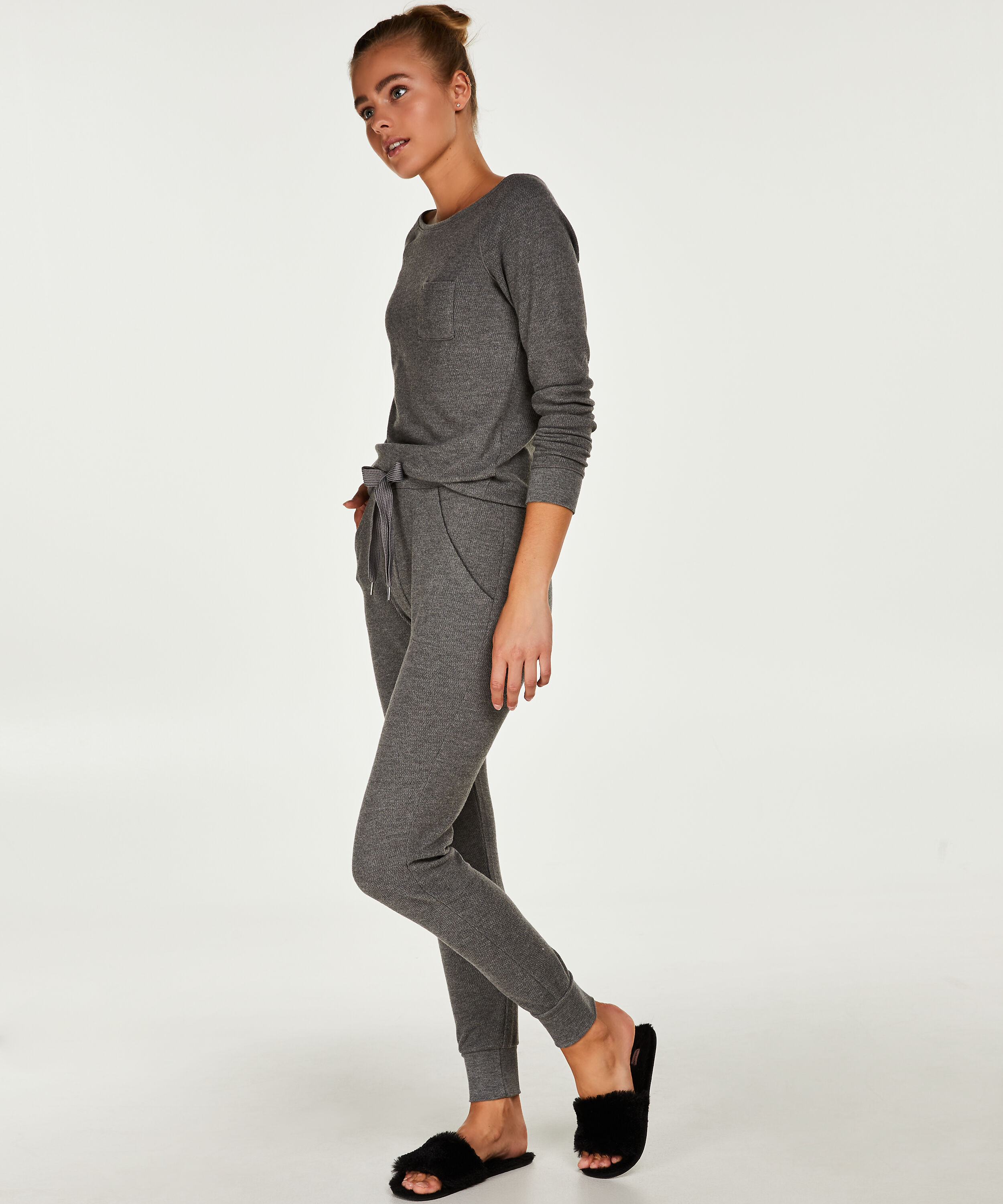 Waffle pyjama set, Gray