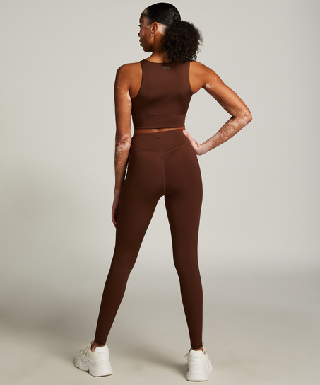 HKMX Crossed High Waisted Leggings, Brown