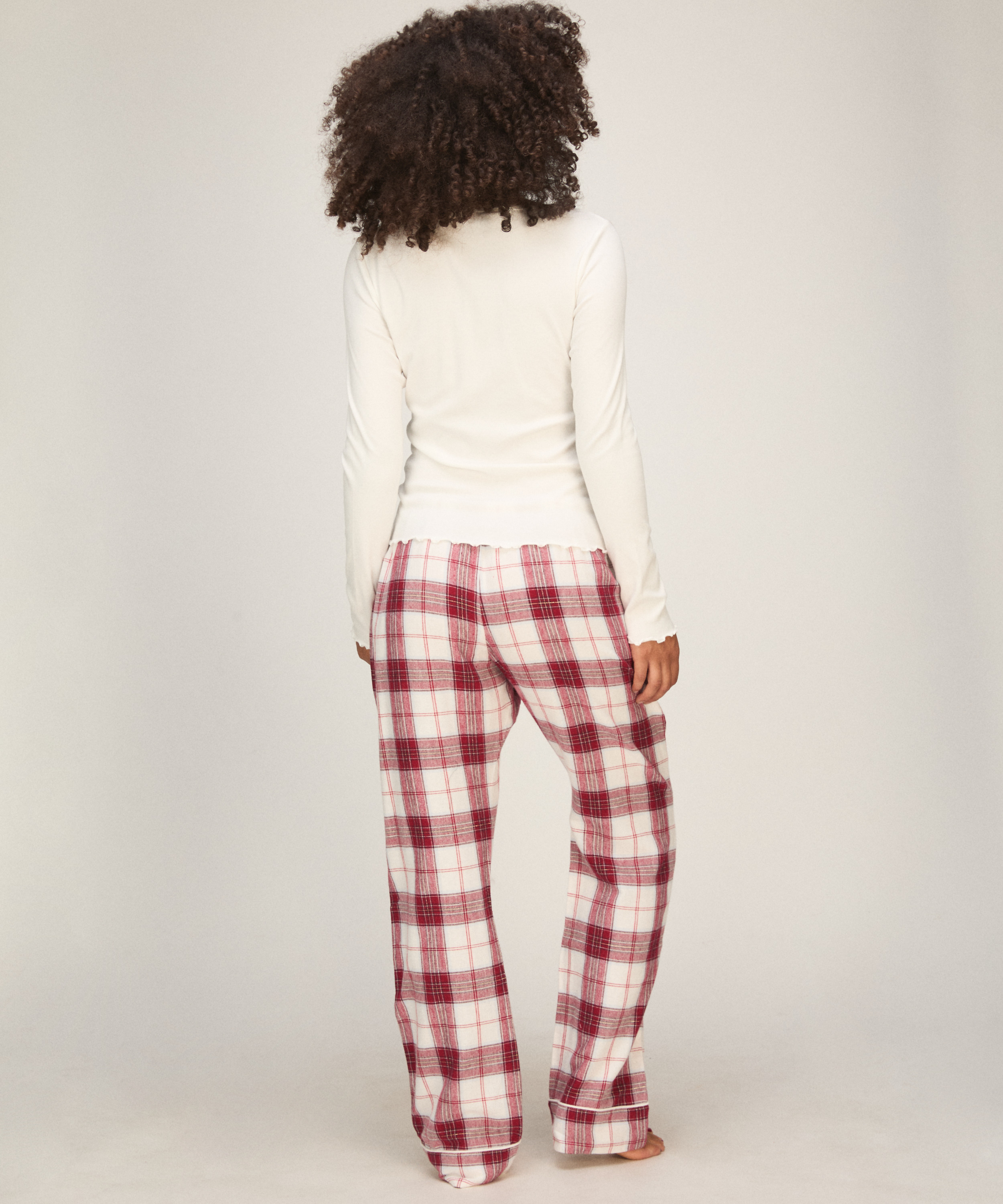 Petite Flannel Pyjama Pants, White, main