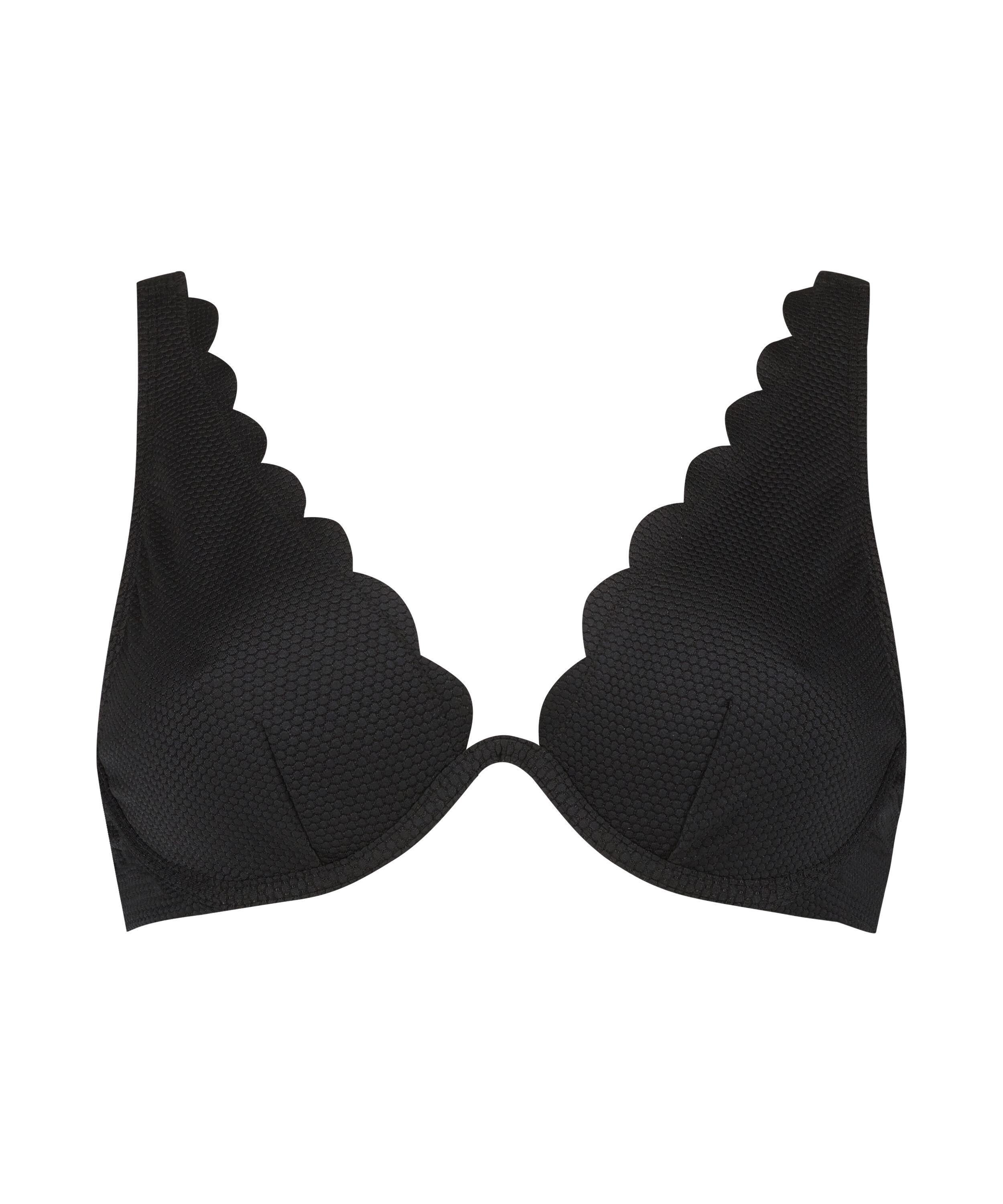 Non Padded Underwired Bikini Top Scallop, Black