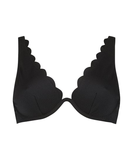 Non Padded Underwired Bikini Top Scallop, Black