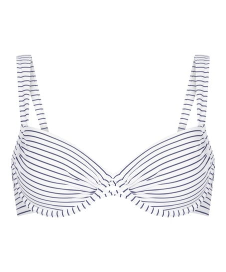 Padded Underwired Bikini Top Stripes, White