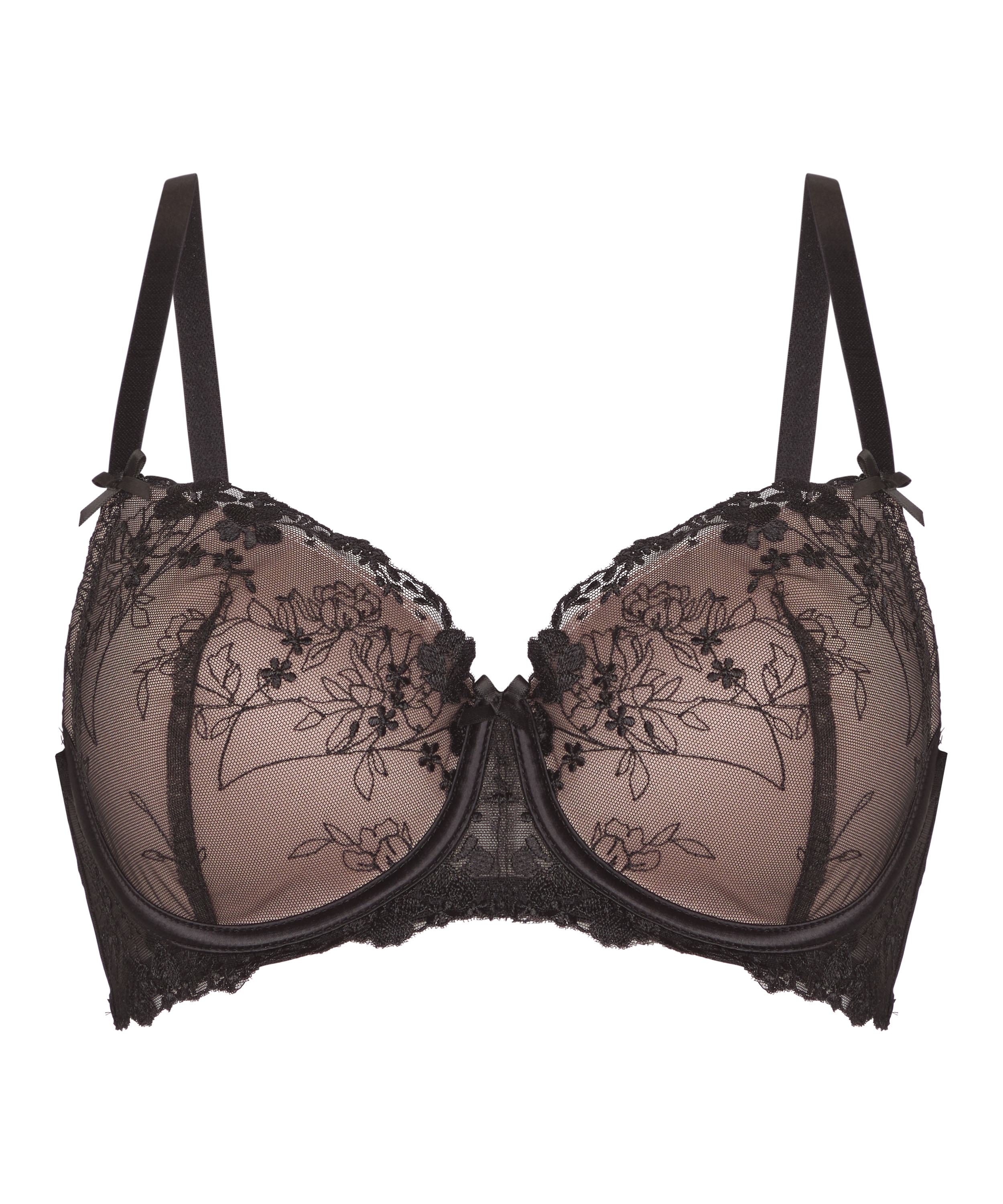 Peonie Padded Underwired Bra, Black, main