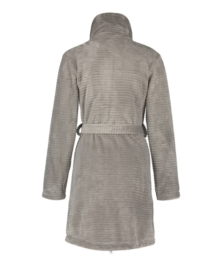 Fleece Zip Bathrobe, Gray