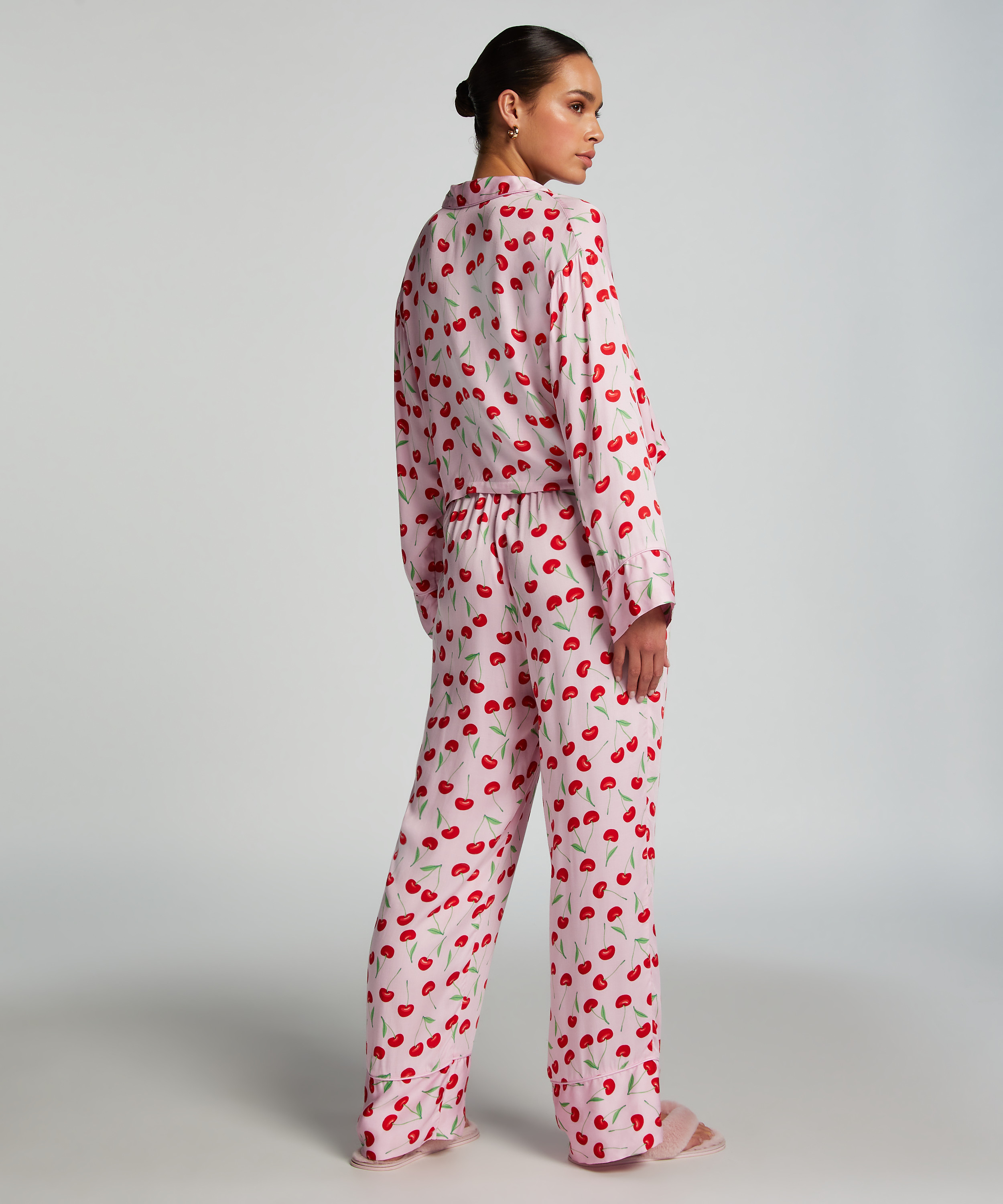 Twill Long-sleeved Pyjama Top, Pink, main