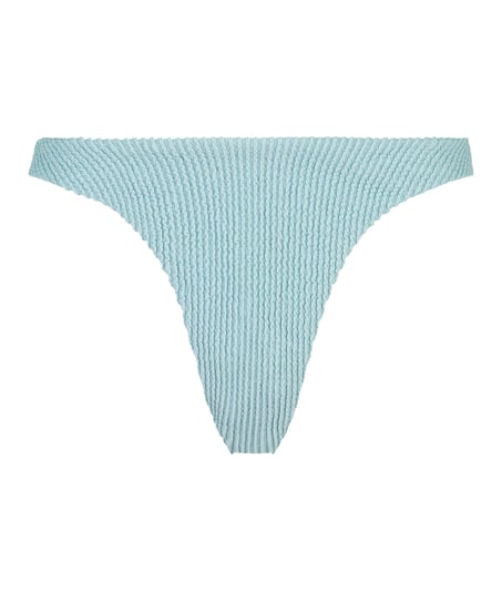 Crinkle High-Leg Bikini Bottoms, Blue