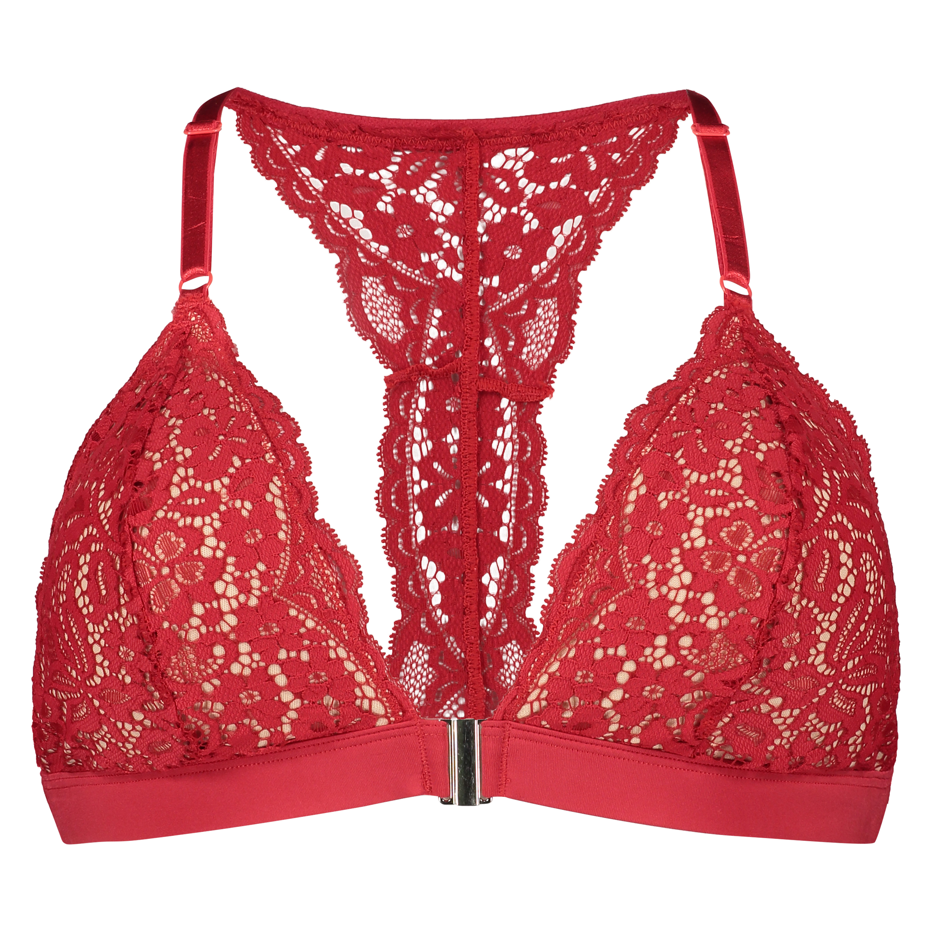 Rose Padded Triangle Bralette, Red, main