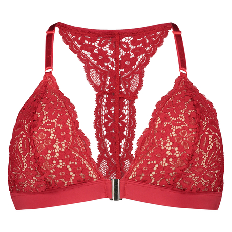 Rose Padded Triangle Bralette, Red