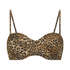 Padded strapless Leopard bikini top, Brown