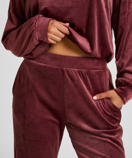 Velours Pyjama Pants, Red