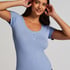Henley Short Sleeved Pyjama Top, Blue