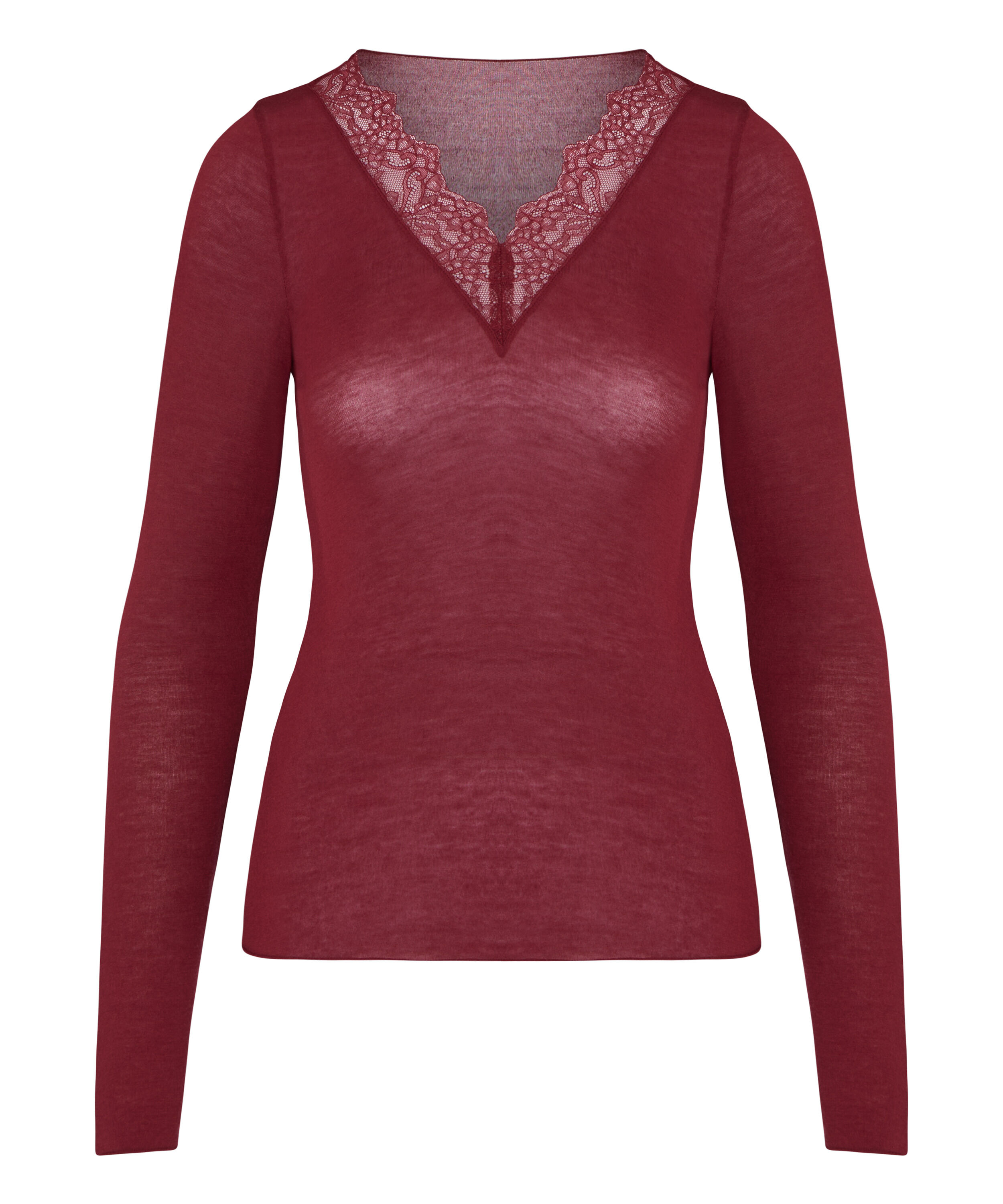 super soft Lace V-Neck shirt with Cashmere, Red