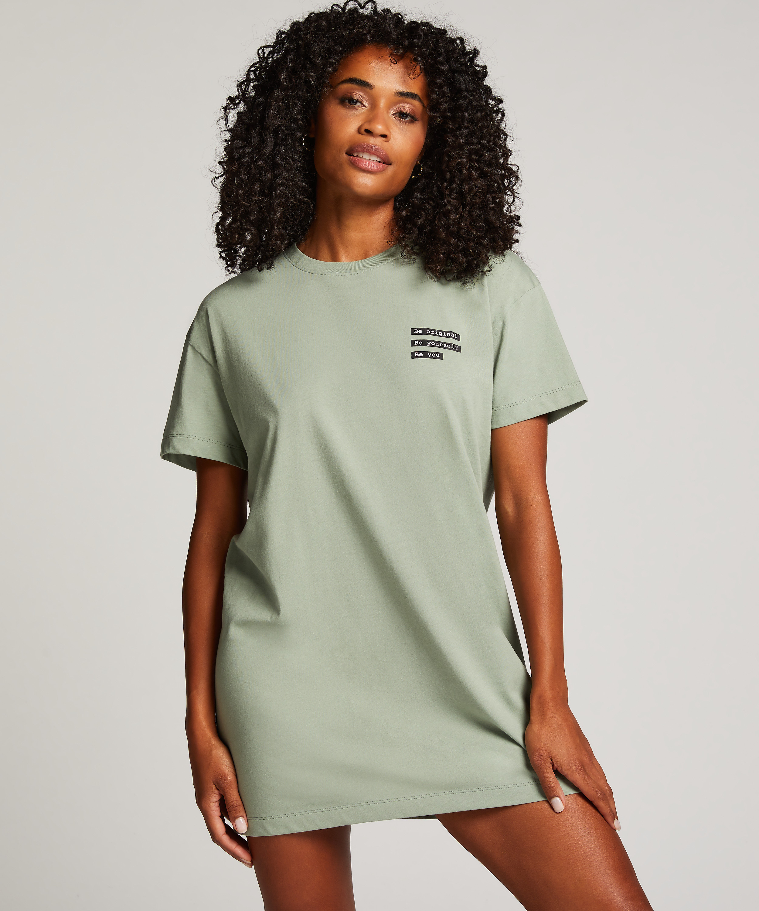 Round Neck Nightshirt, Green, main