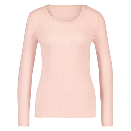 LS ribbed top R-neck, Pink