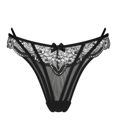 Kirsty High Leg Thong, Black