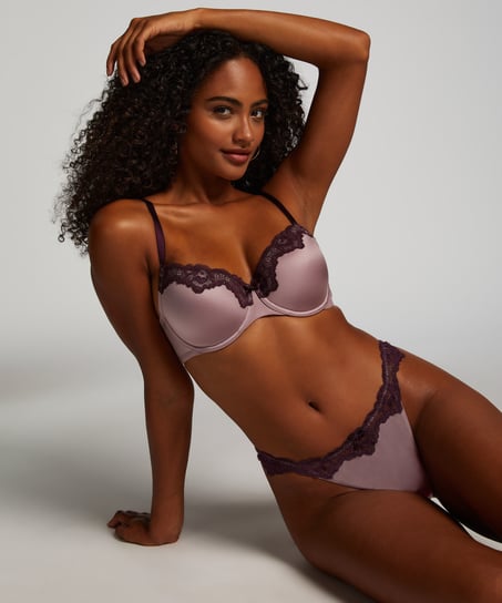 Lace & Shine Padded Underwired Bra, Purple