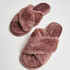 Fake Fur Slippers, Purple