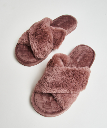 Fake Fur Slippers, Purple