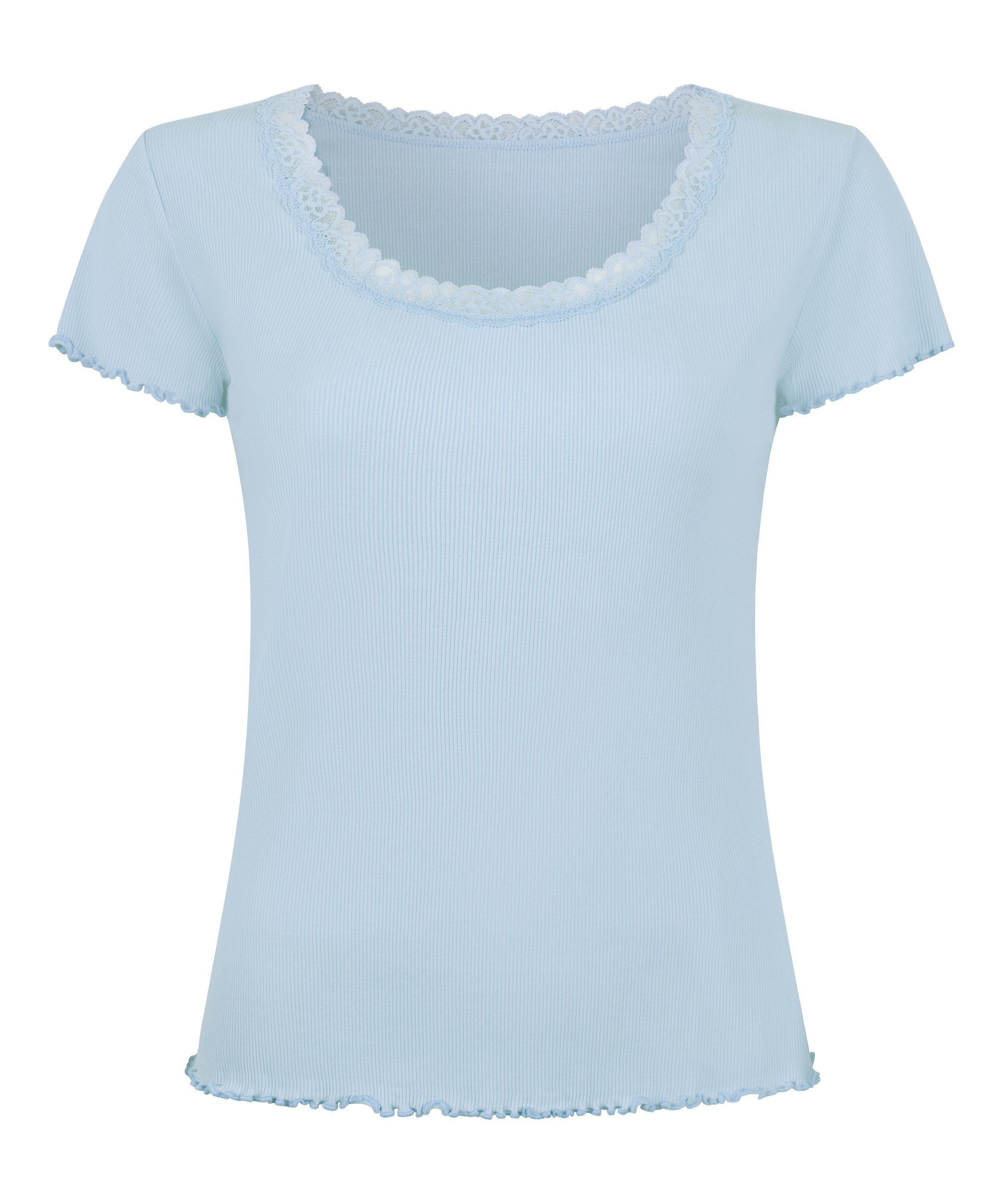 Pyjama Top Jersey Rib, Blue, main