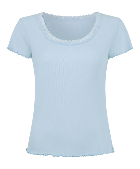 Pyjama Top Jersey Rib, Blue