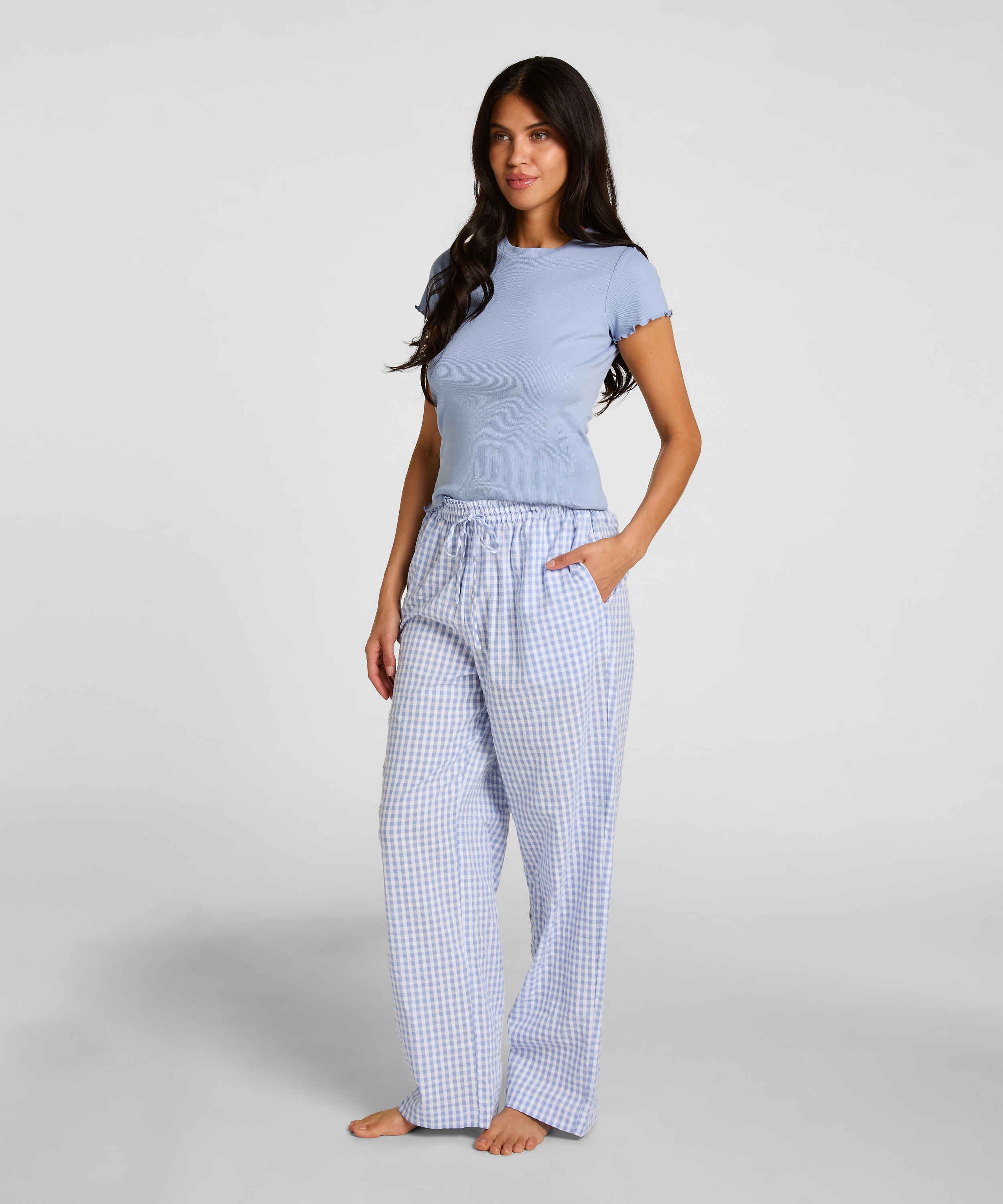 Cotton Pyjama Pants, Blue, main